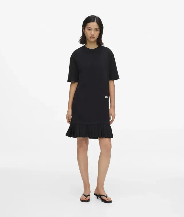 Karl Lagerfeld KL Jeans Pleated Hem Kleid Bio-Baumwolle