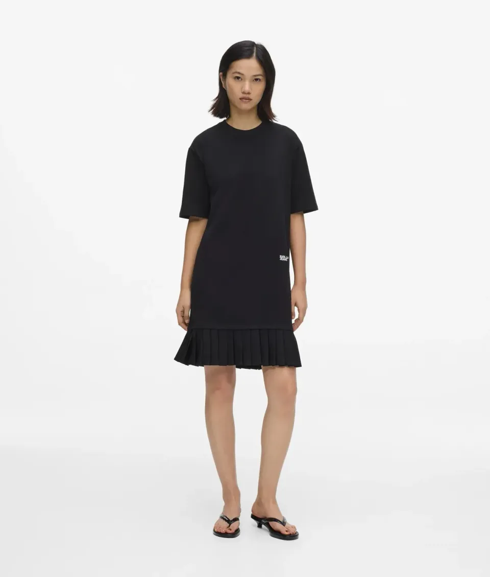 Karl Lagerfeld KL Jeans Pleated Hem Kleid Bio-Baumwolle
