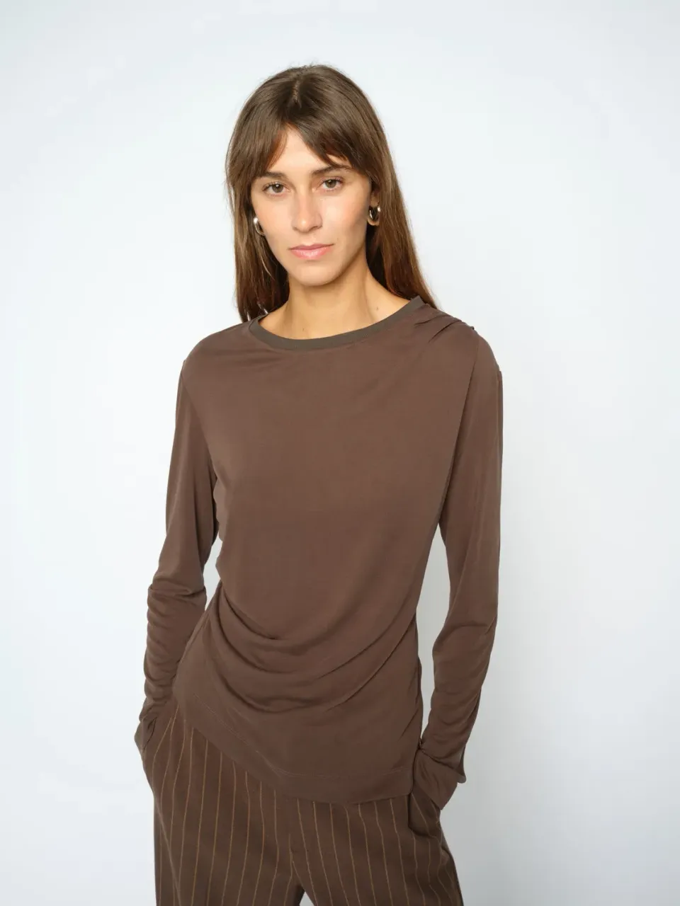 Mos Mosh MMAmi Draped Langarmshirt Delicioso Modal figurbetont