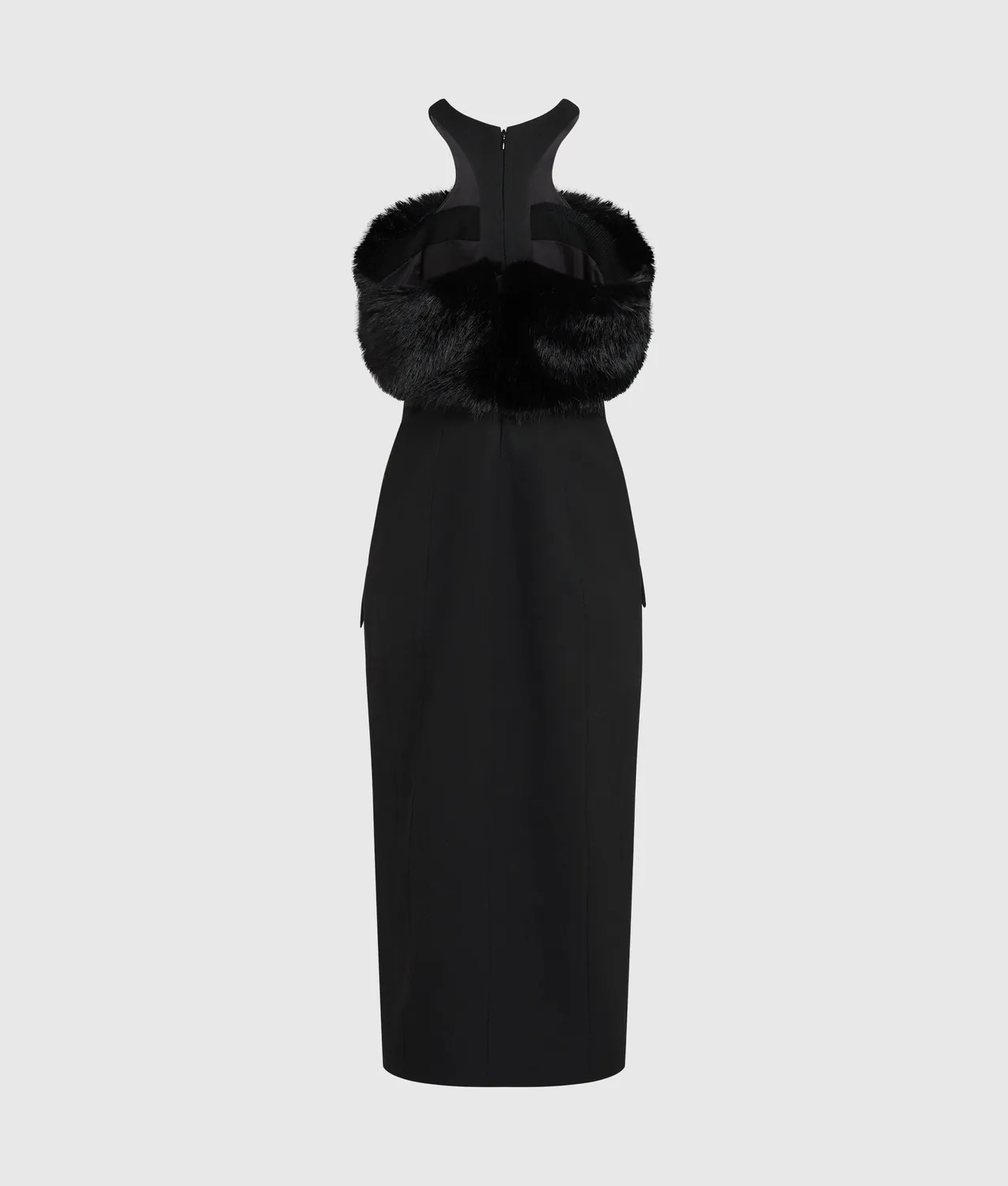 Karl Lagerfeld Faux-Fur Trim Kleid Midi Racerback 0-10