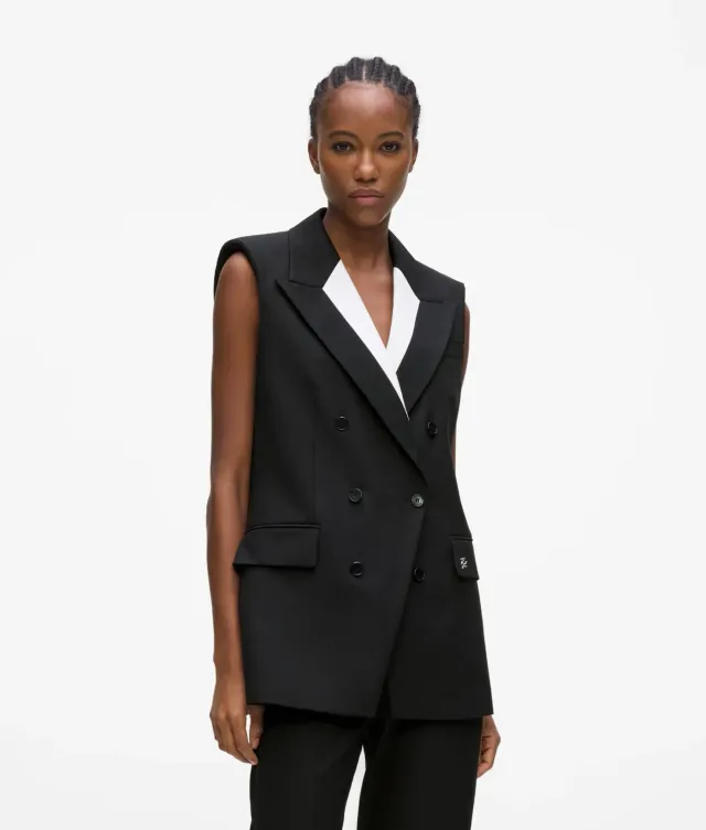 Karl Lagerfeld Tailored Gilet Weste schwarz-weiß Damen
