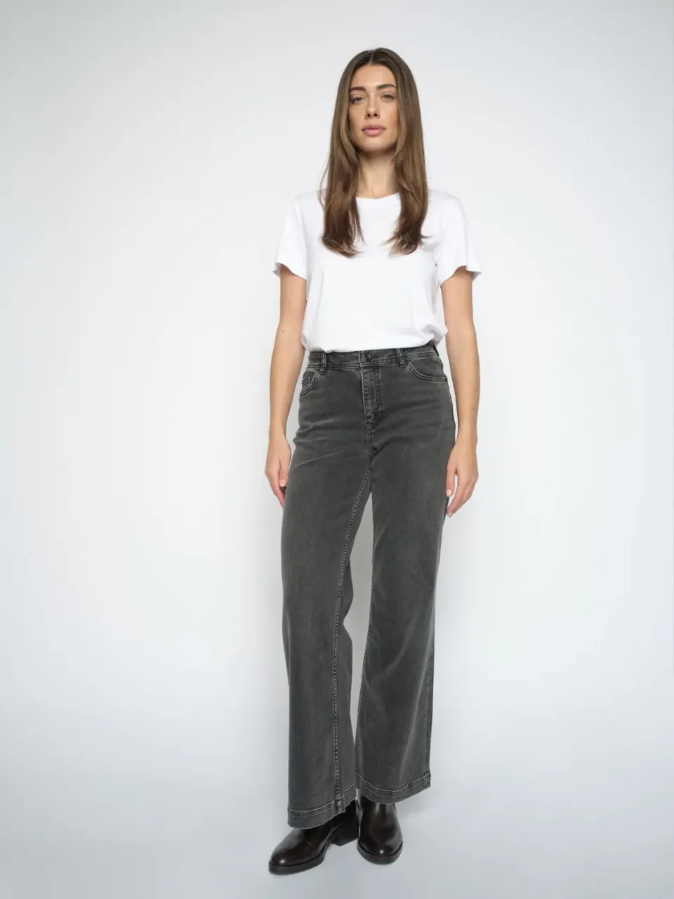 Mos Mosh MMDara Deluxe Jeans Grau Wide Leg High Waist