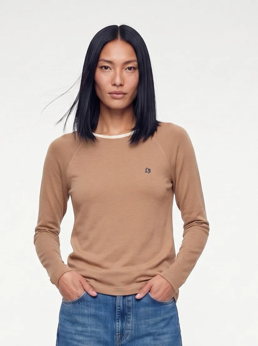 Mos Mosh MMHMagnetic Wool Longsleeve Bone Brown Woll-Fitted