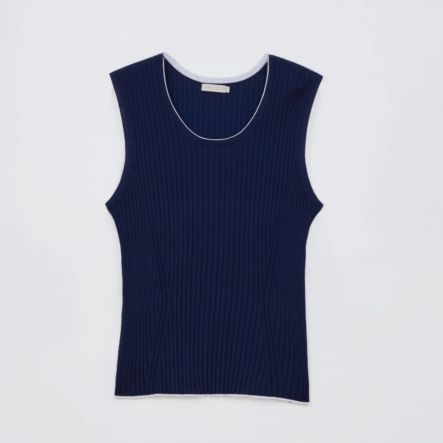 Senatex Rippstrick-Top Indigo Combo GOTS Baumwolle