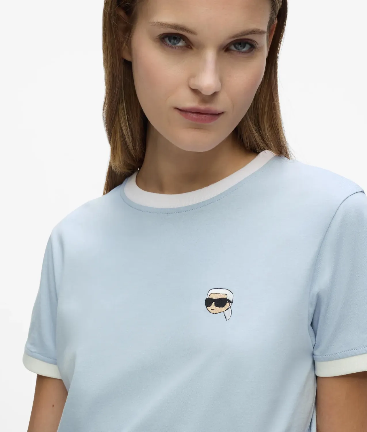 Karl Lagerfeld Ikon T-Shirt Paspel Bio-Baumwolle Damen