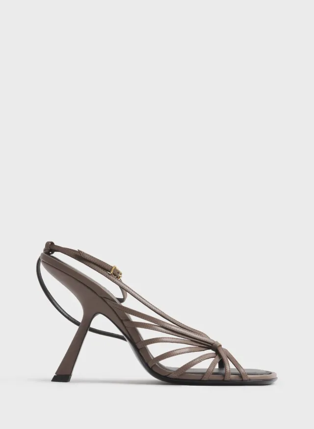 Mugler Knotted T-Strap Sandalen 105 Taupe