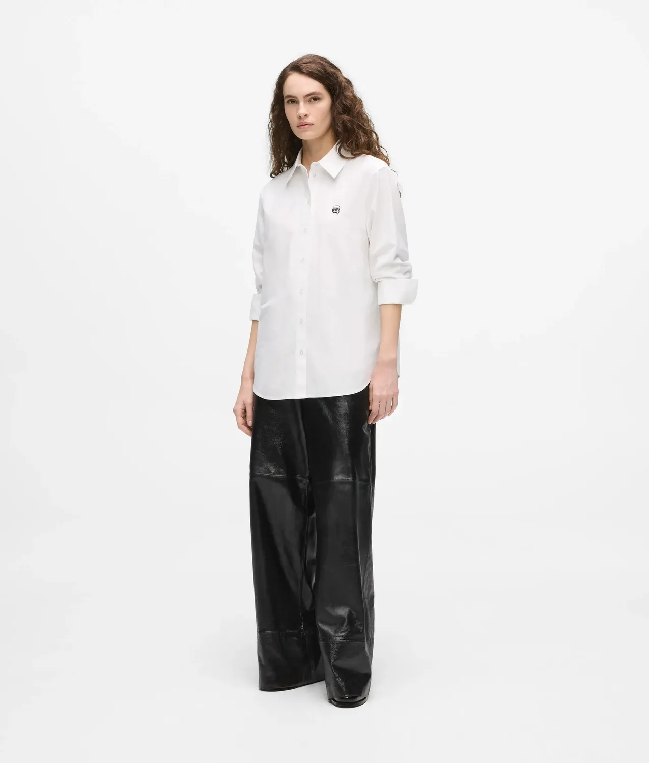 Karl Lagerfeld Ikon Bluse Baumwolle Knopfleiste Stick