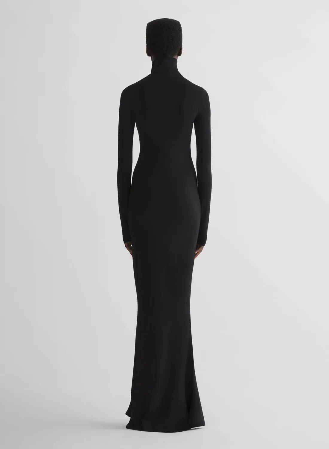 Mugler Jersey Säulenkleid schwarz bodenlang