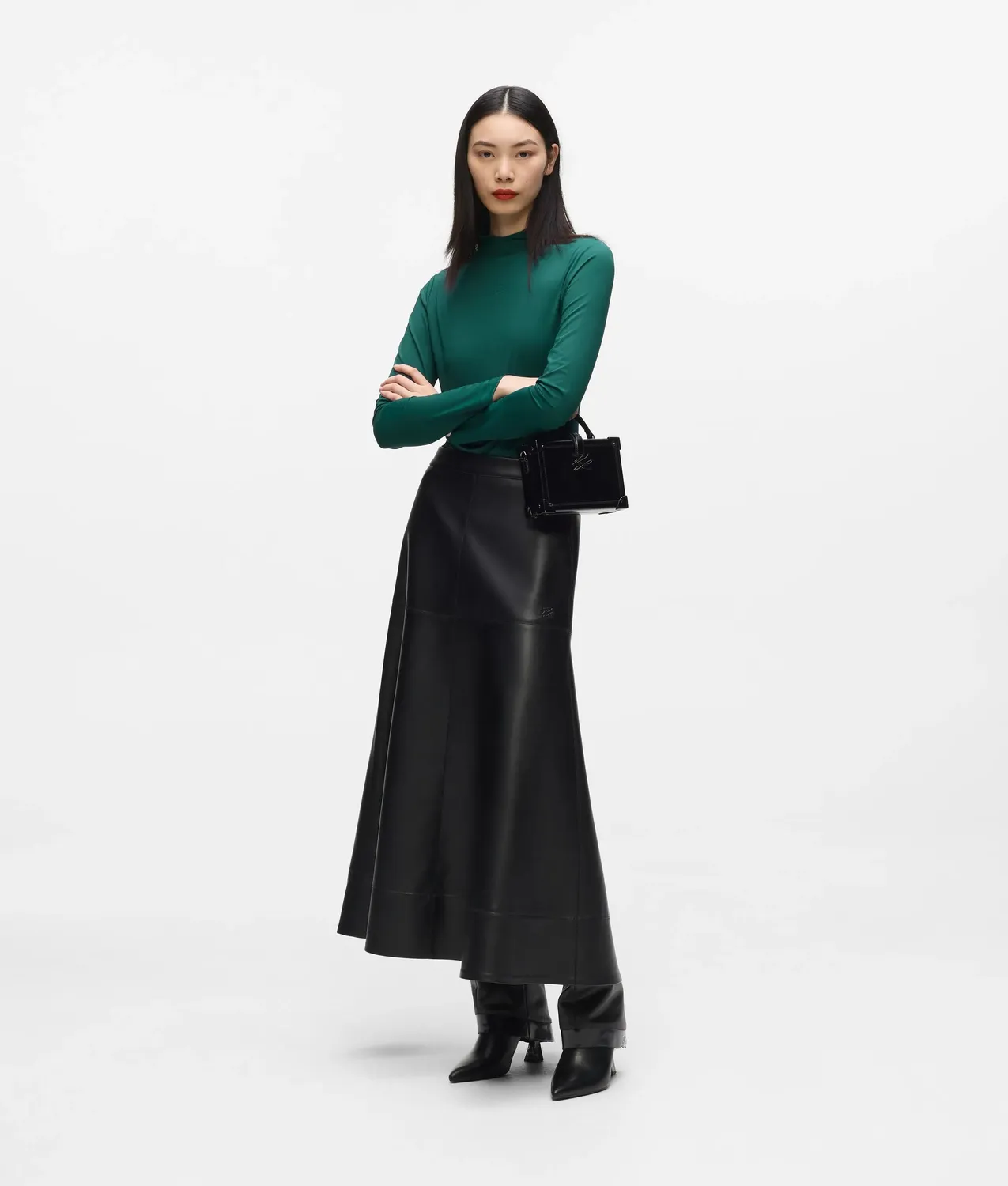 Karl Lagerfeld Mock Neck Langarmshirt Stehkragen schwarz