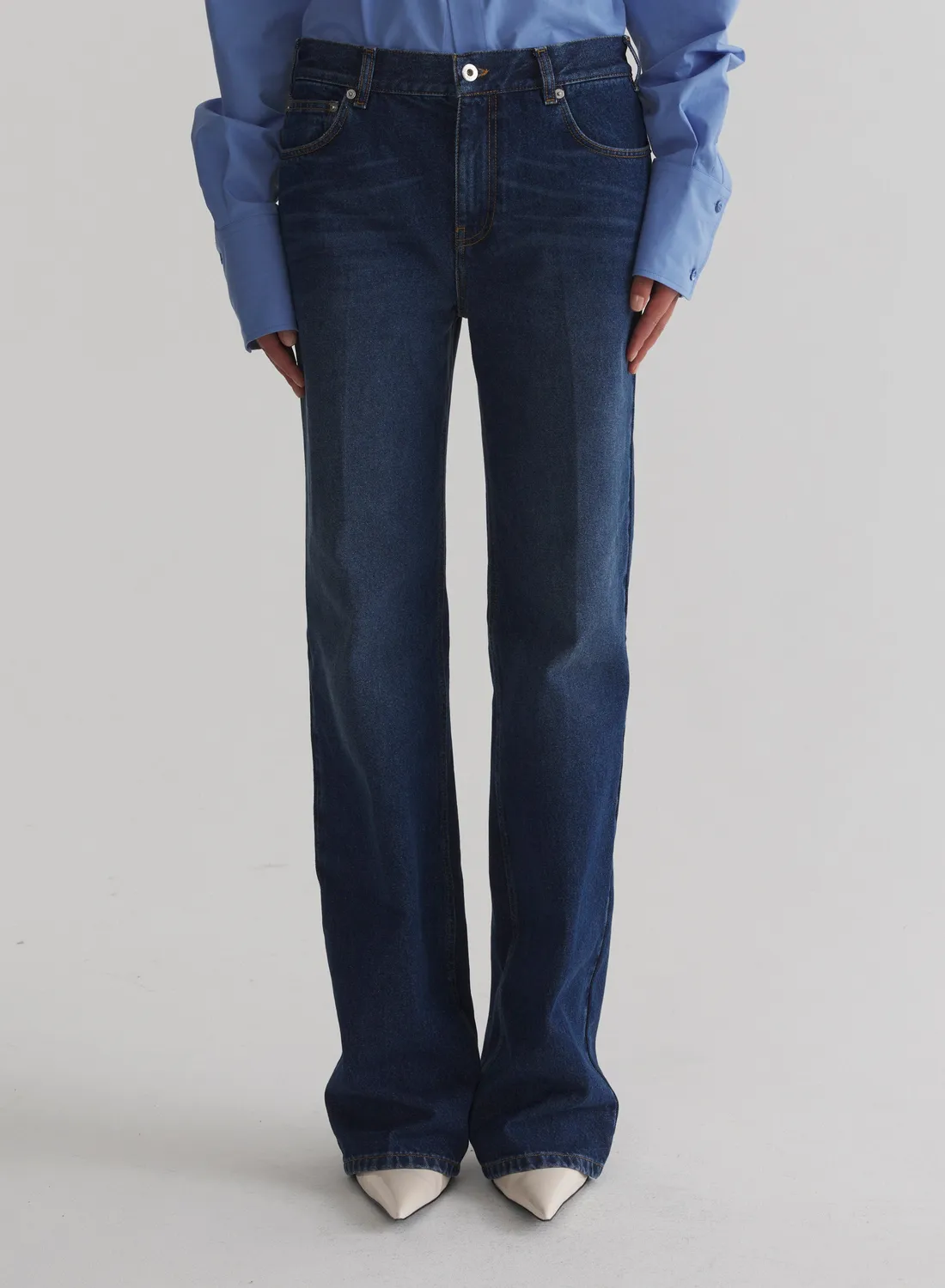 Mugler Five Pocket Straight Jeans washed Denim