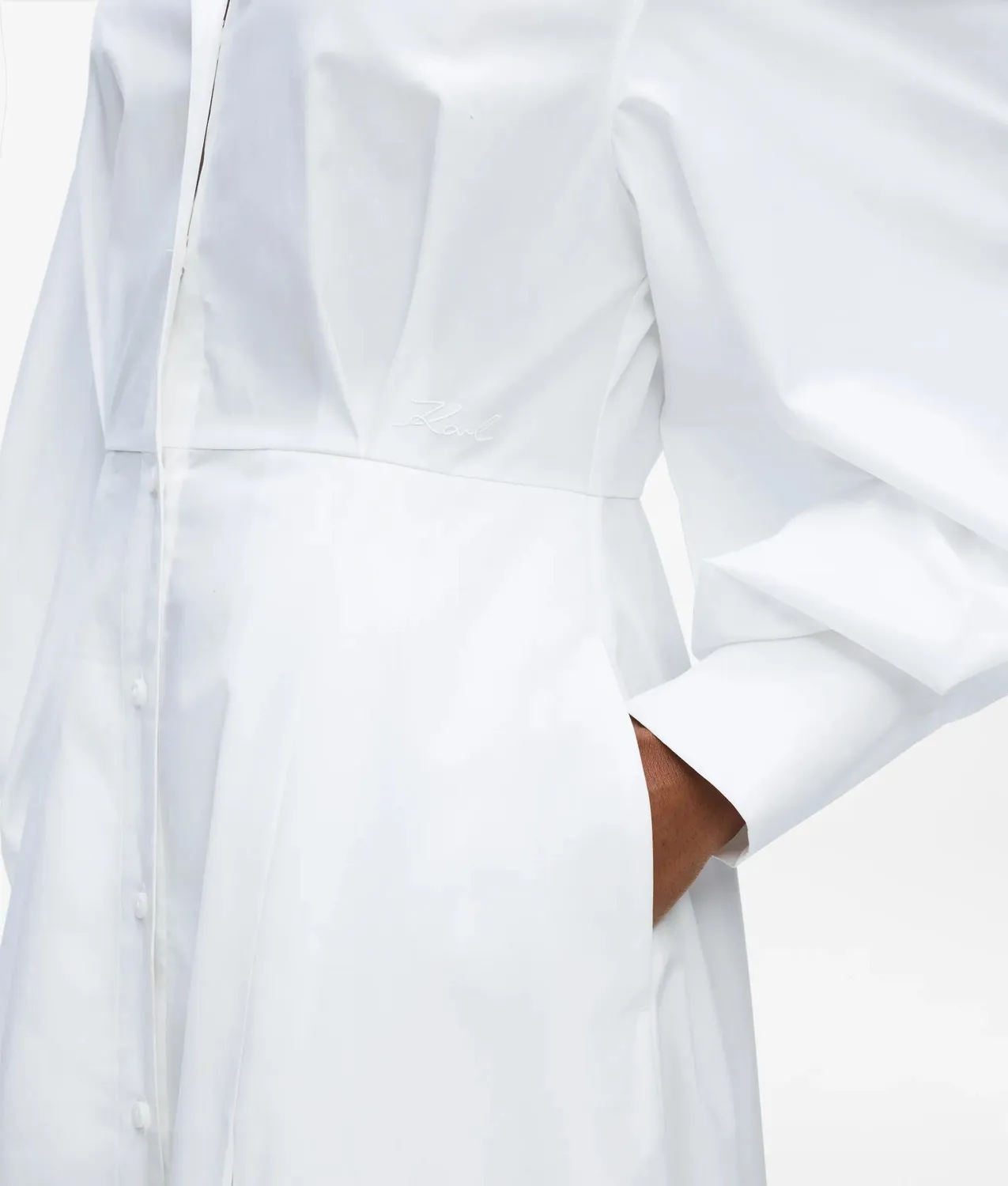 Karl Lagerfeld Poplin Hemdkleid Bio-Baumwolle plissiert