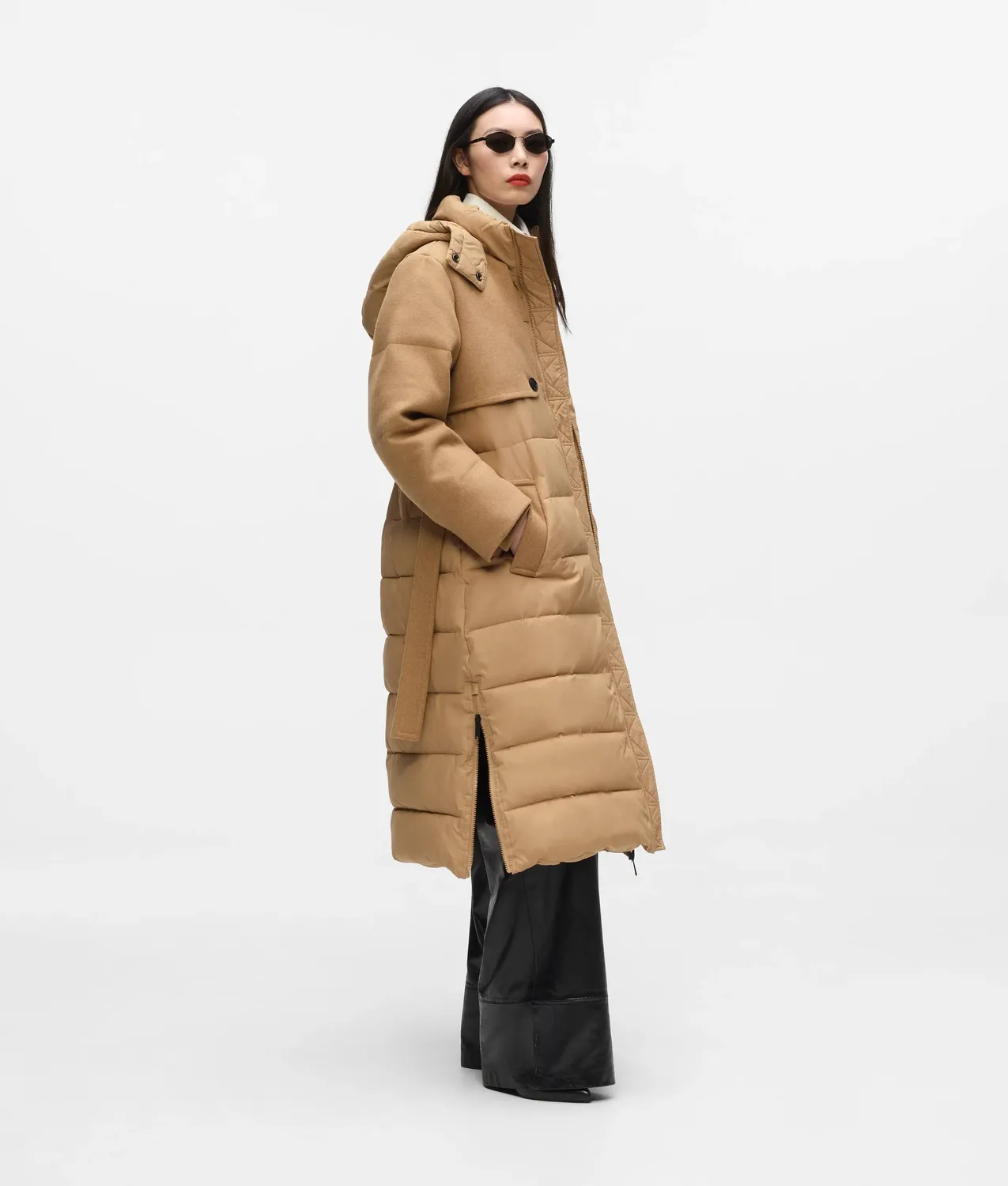 Karl Lagerfeld Belted Long Pufferjacke mit Gürtel