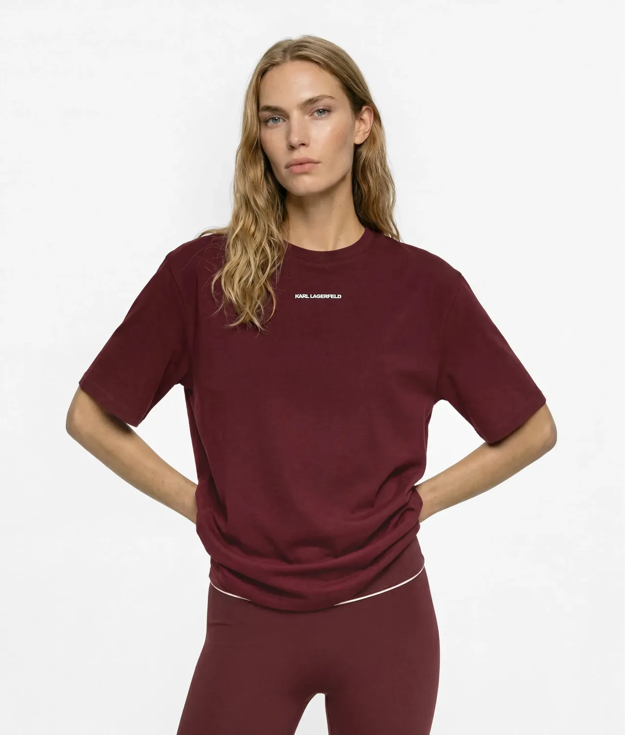 Karl Lagerfeld Logo T-Shirt Athleisure Boxy Weiß