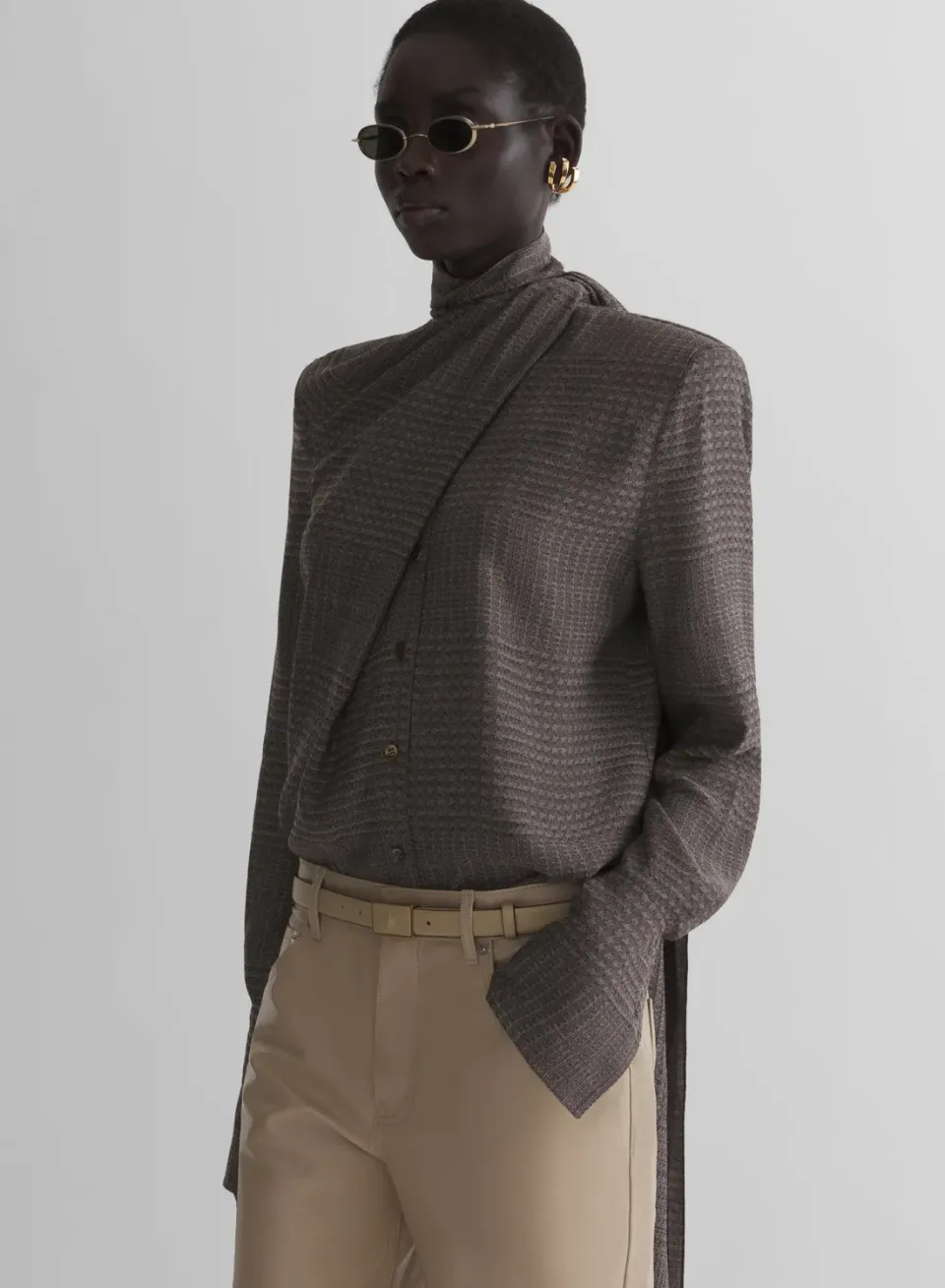Mugler Lavalliere Bluse Schleifenkragen gepolstert