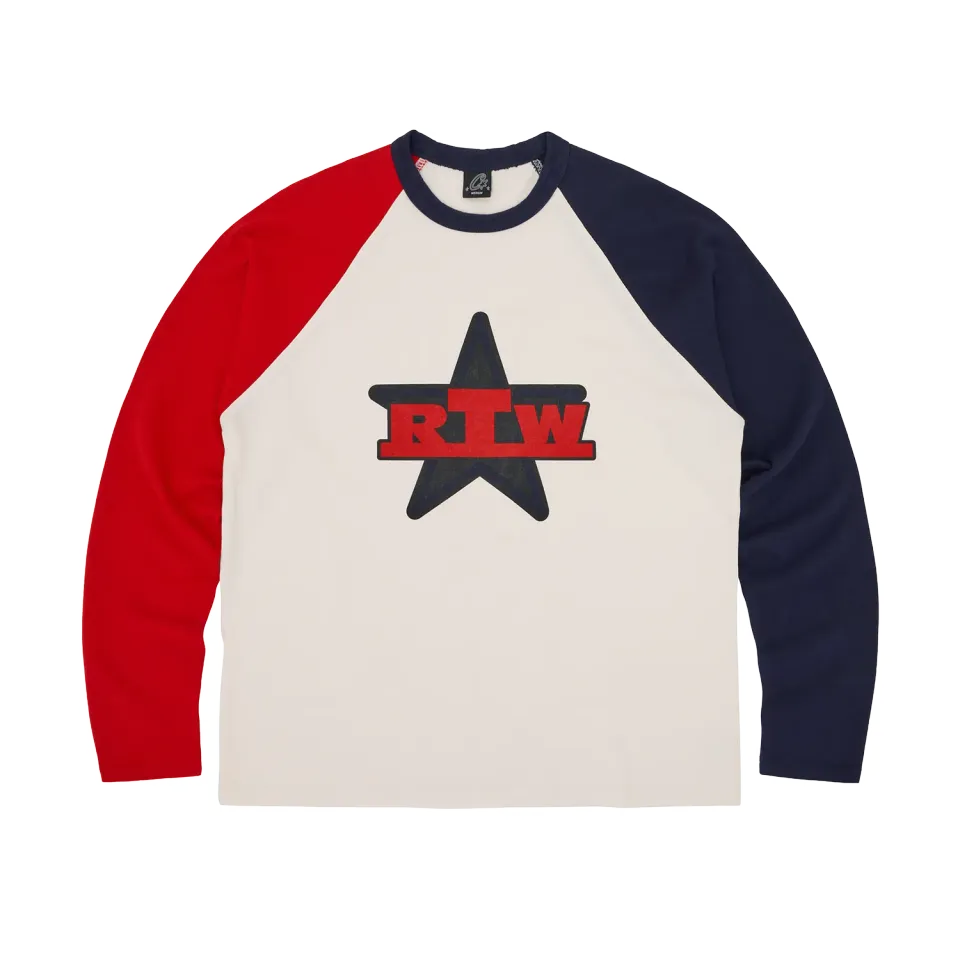 Corteiz RTW Star Raglan LS Longsleeve Navy Red Baumwolle