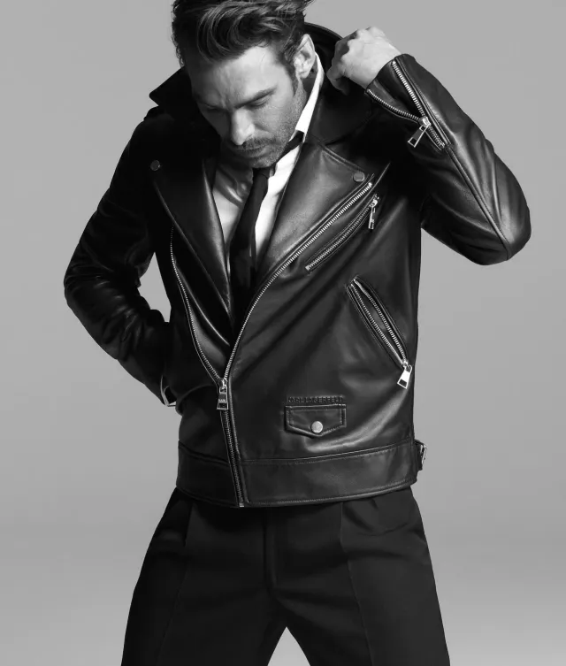 Karl Lagerfeld Essential Lederjacke asymmetrisch
