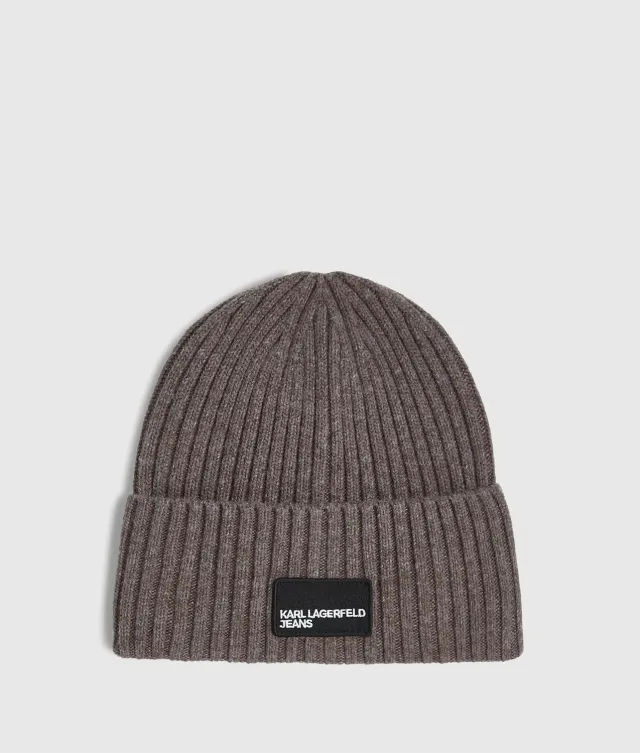 Karl Lagerfeld Jeans Logo Patch Beanie Strickmütze