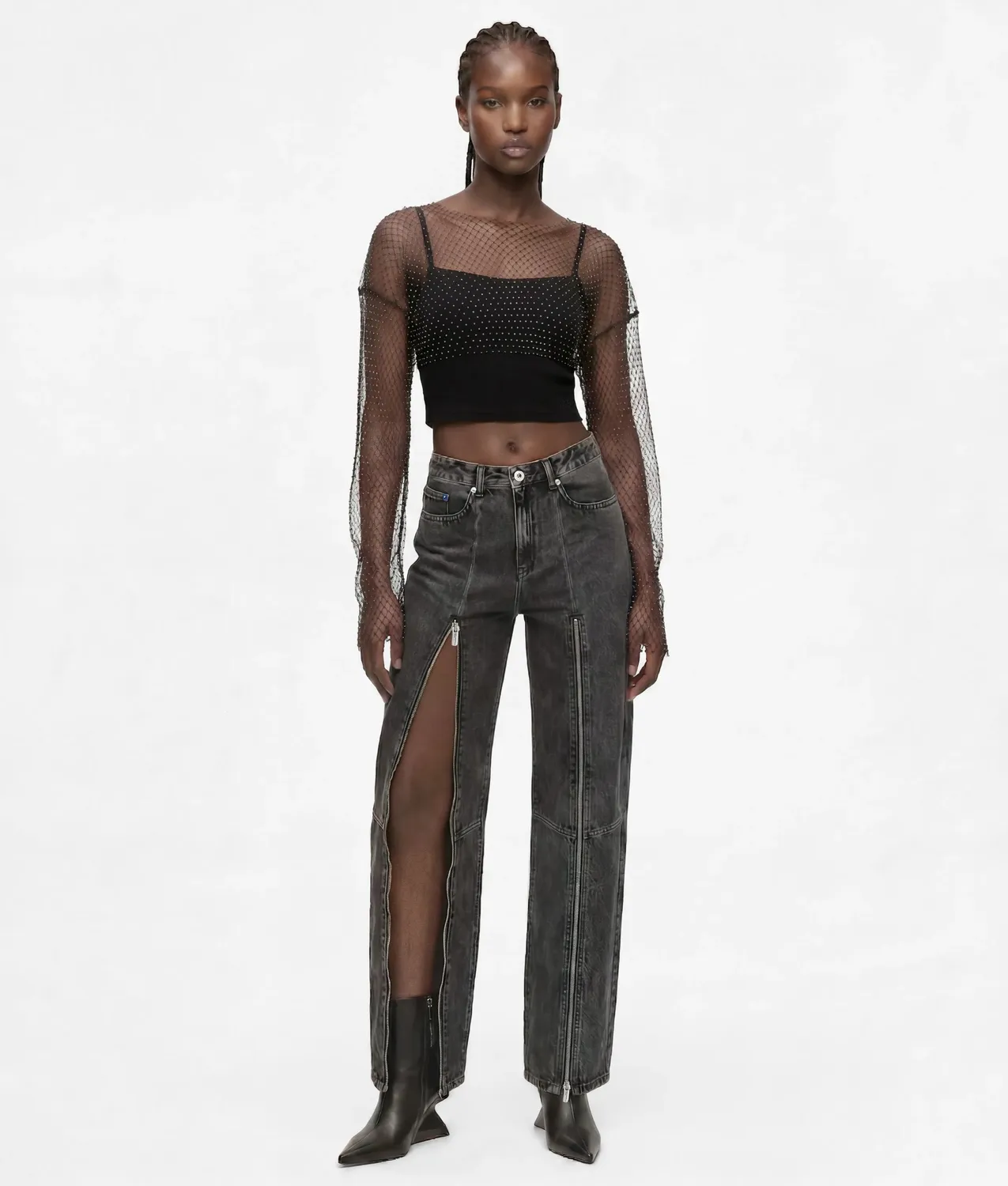 Karl Lagerfeld KL Jeans Chainmail Mesh Top Cropped