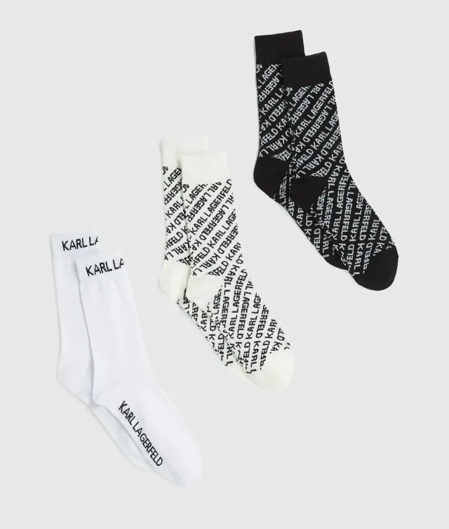 Karl Lagerfeld All-over Logo Socken 3er-Pack Baumwolle