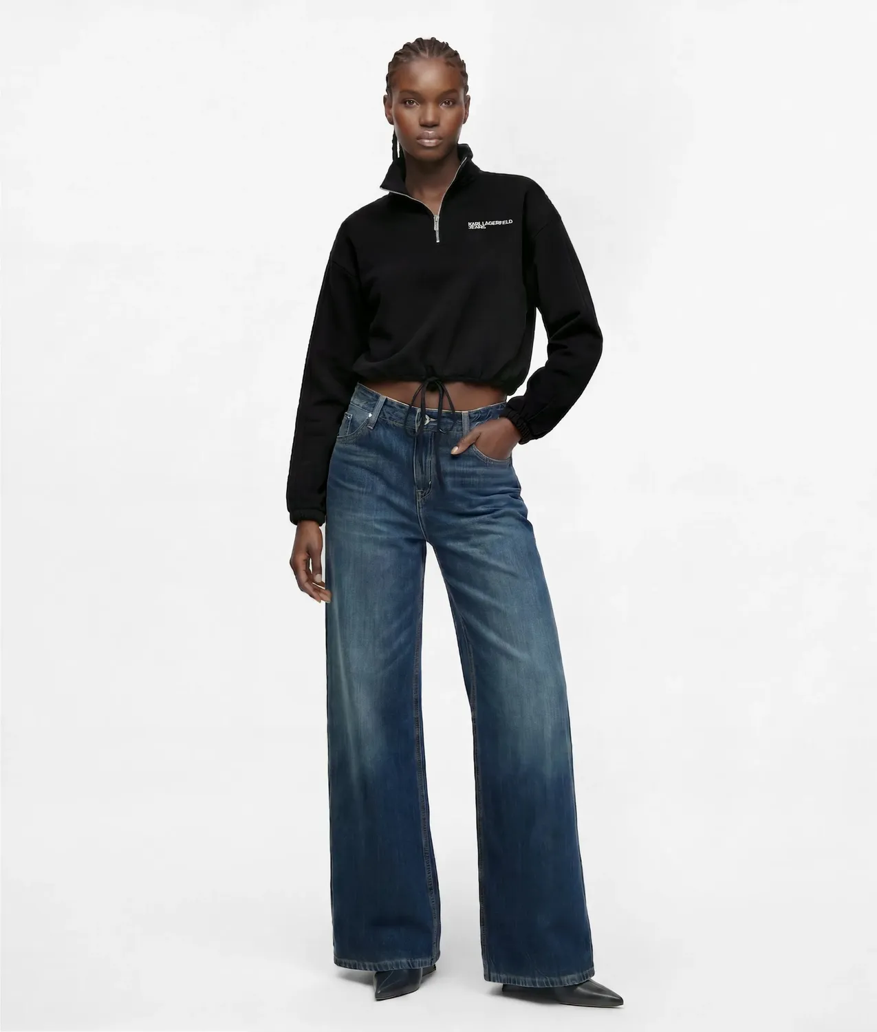 Karl Lagerfeld KL Jeans Wide-Leg Jeans Low-Rise washed