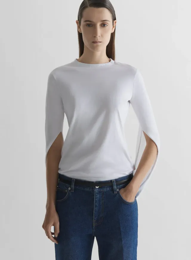 Mugler Cascade Loop Jersey Top Weiß