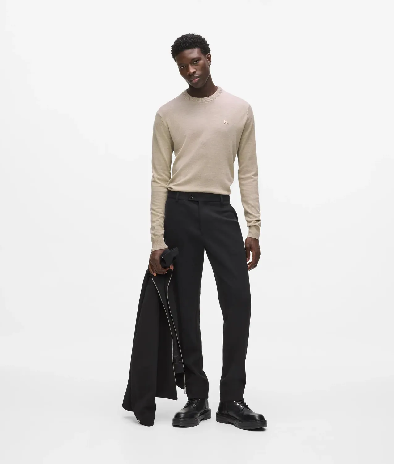 Karl Lagerfeld Merino Pullover Rundhals reine Merinowolle