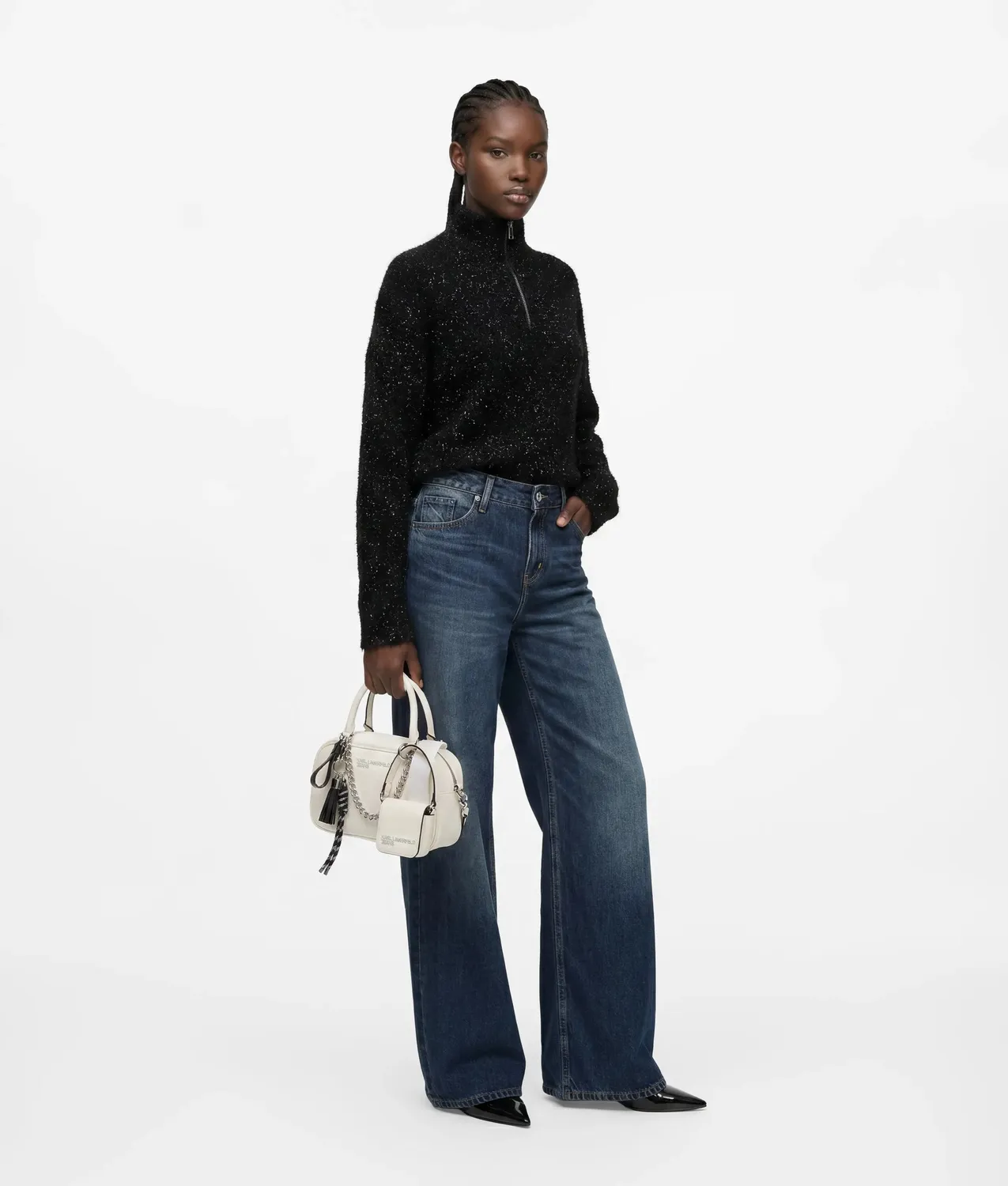 Karl Lagerfeld Fluffy Half-Zip Pullover Kuschel Relaxed