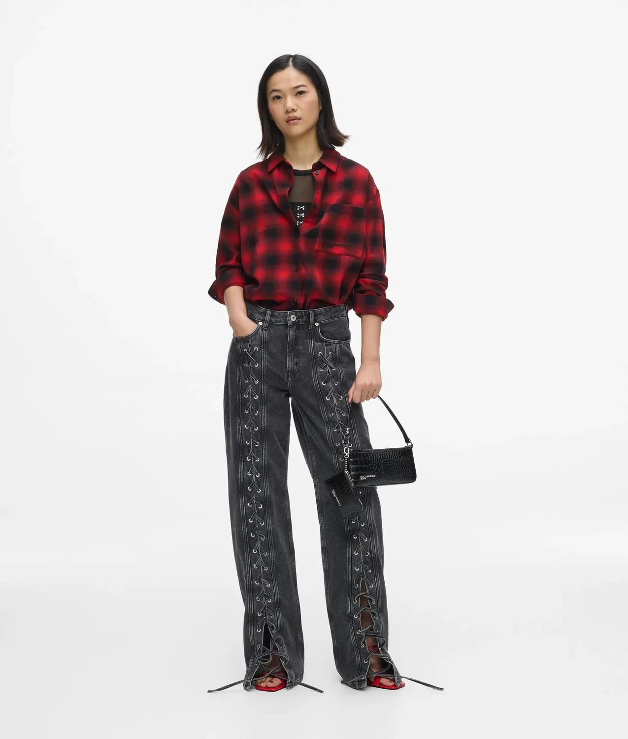Karl Lagerfeld Plaid Relaxed Overshirt Karohemd kariert