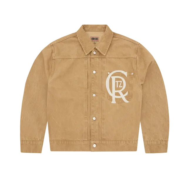 Corteiz Crest Chainstitch Jeansjacke Tan 14oz Denim