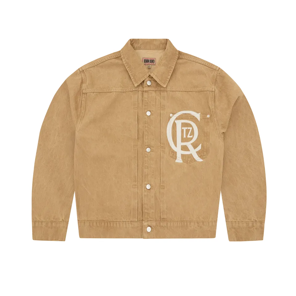 Corteiz Crest Chainstitch Jeansjacke Tan 14oz Denim