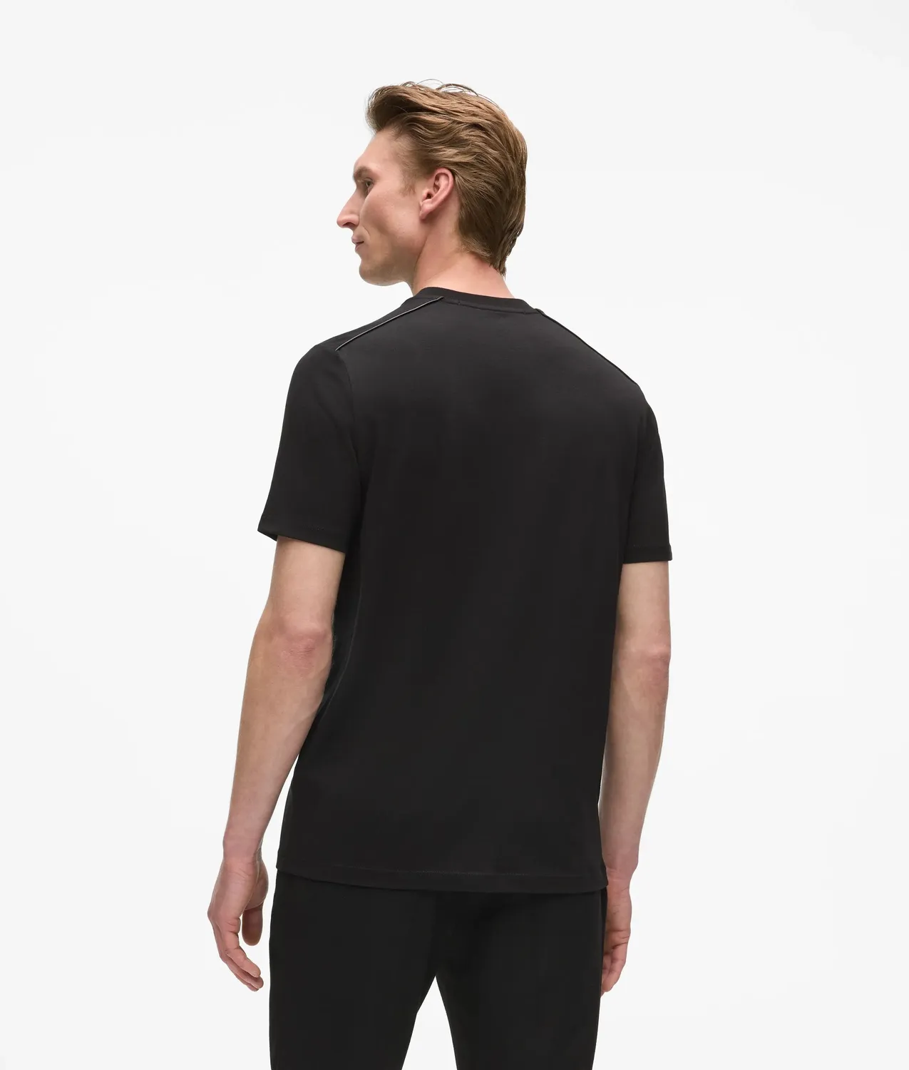 Karl Lagerfeld Faux-Leather Piping T-Shirt Herren Schwarz