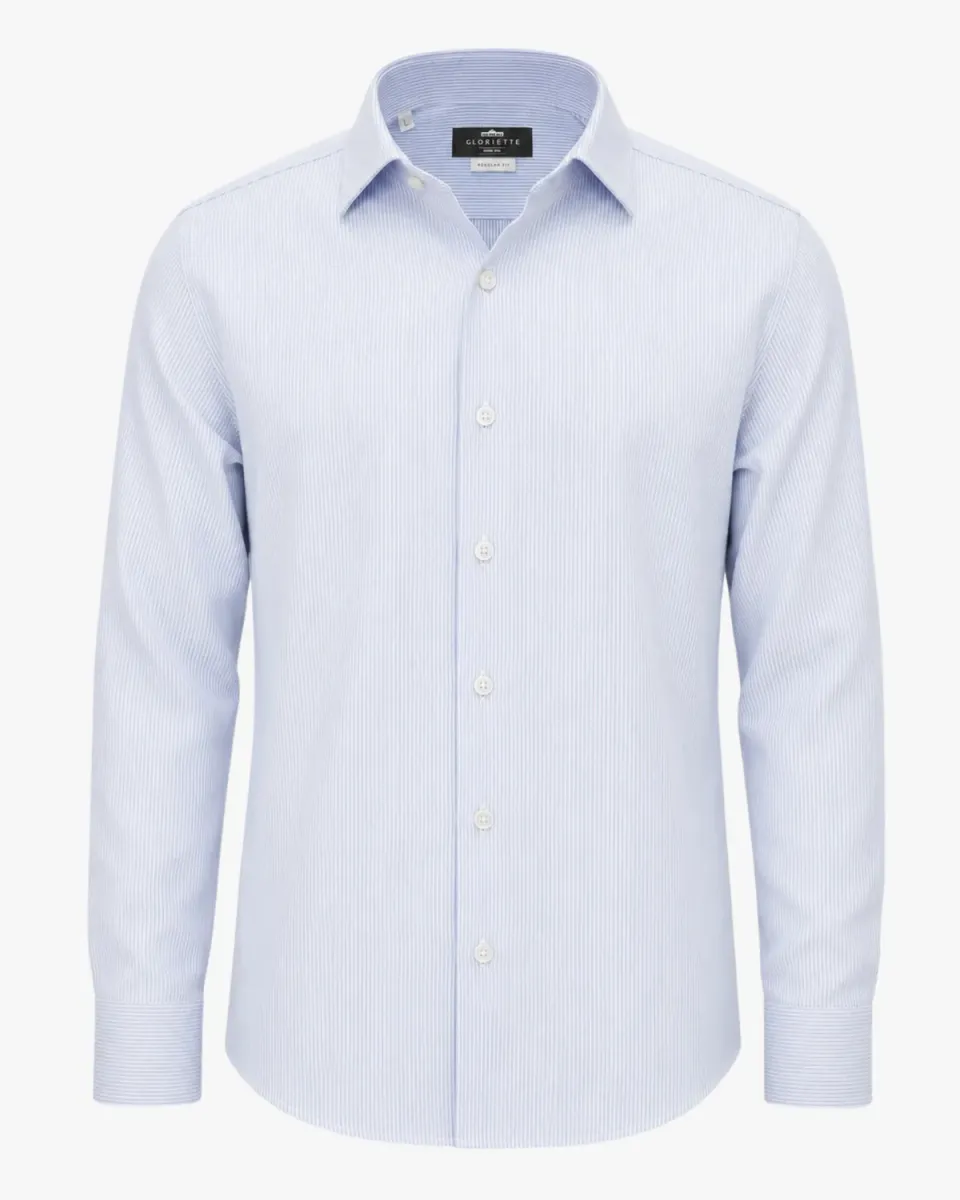 Gloriette Nadelstreifen Hemd Regular Fit Hellblau Baumwolle