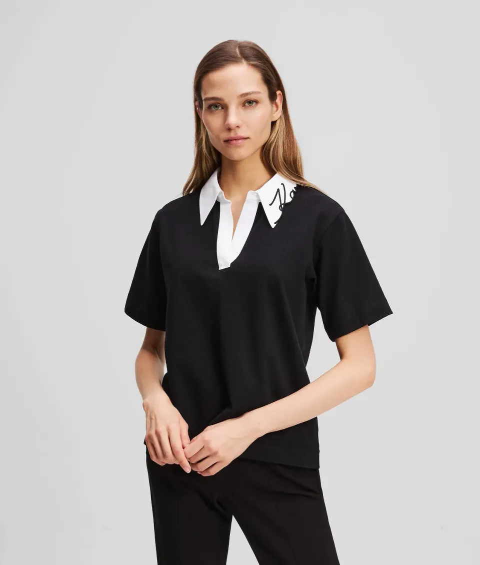 Karl Lagerfeld Signature Polo Shirt Bio-Baumwolle