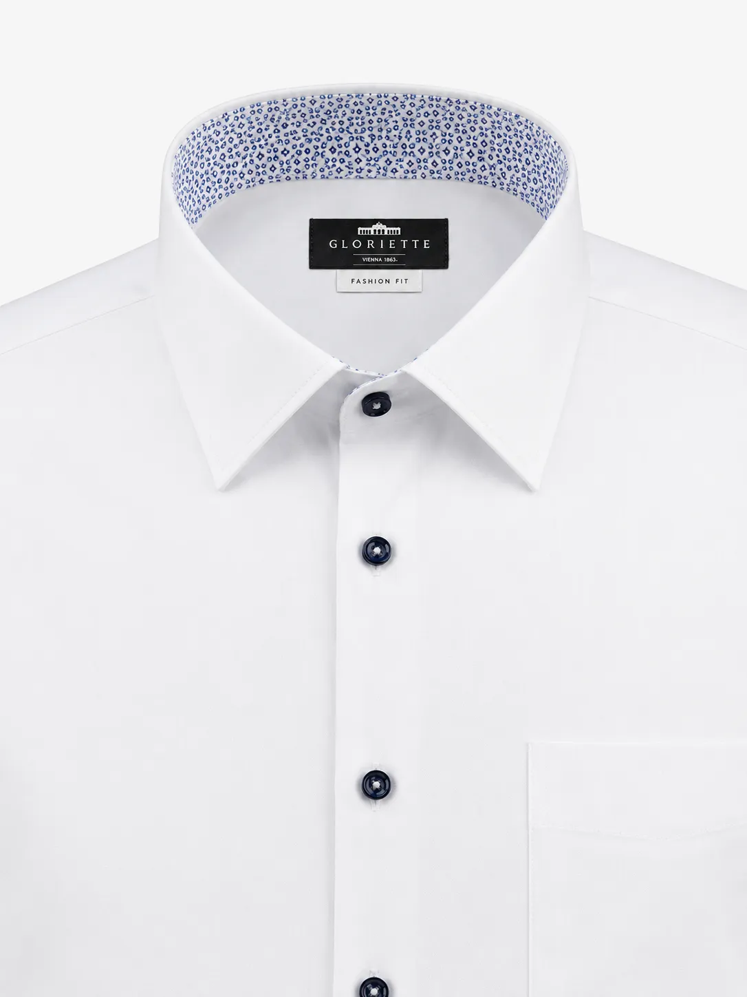 Gloriette Kontrast Hemd weiß Fashion Fit Iron Free