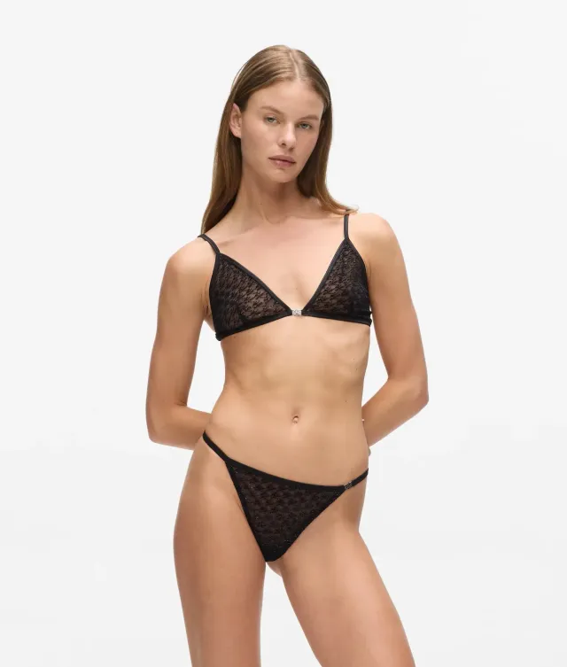 Karl Lagerfeld Autograph Mesh String Tanga Glitzer-Logo