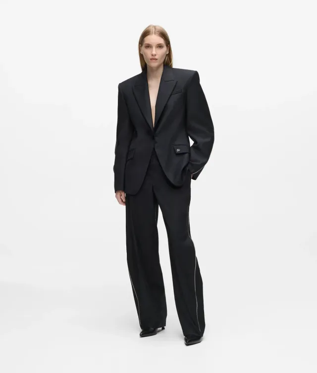 Karl Lagerfeld Barrel-Leg Zip Pants Wollmix