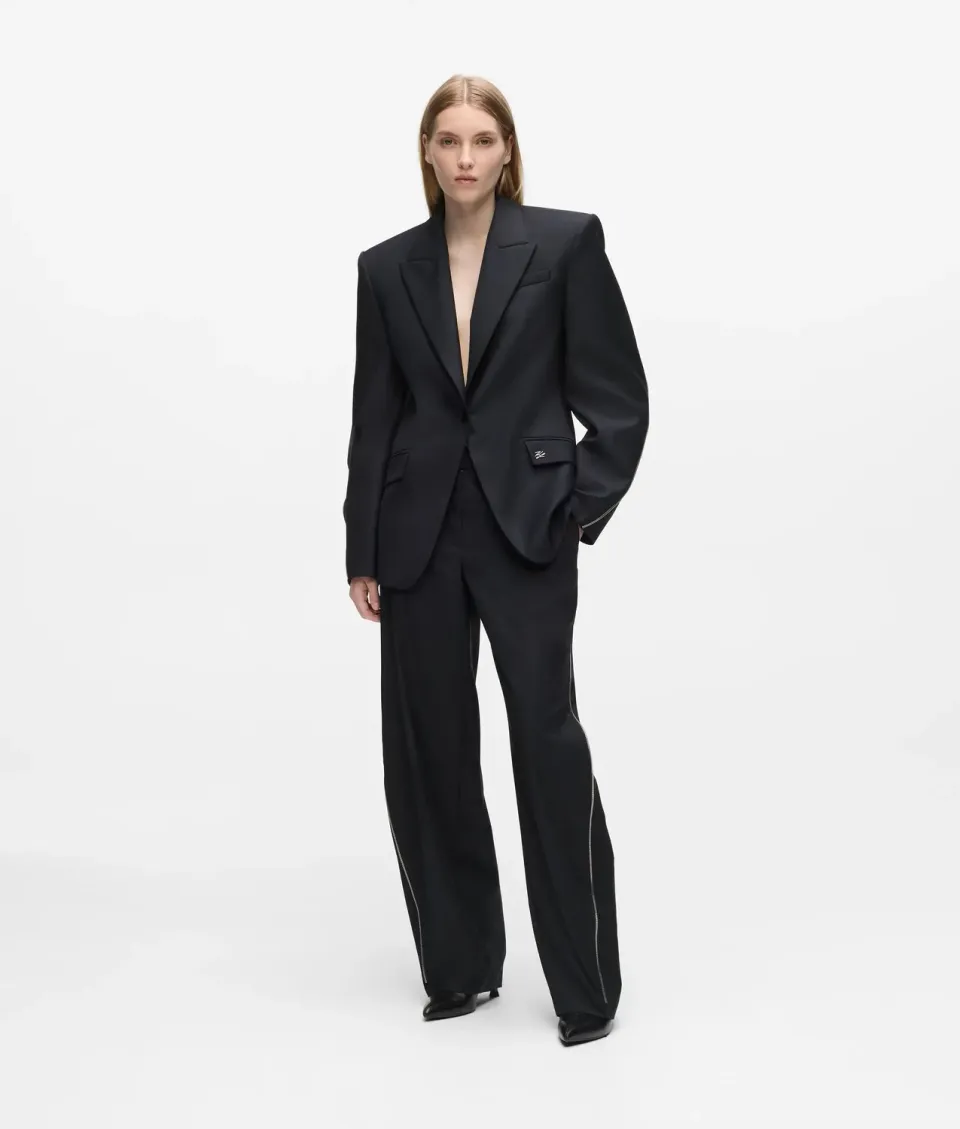 Karl Lagerfeld Barrel-Leg Zip Pants Wollmix