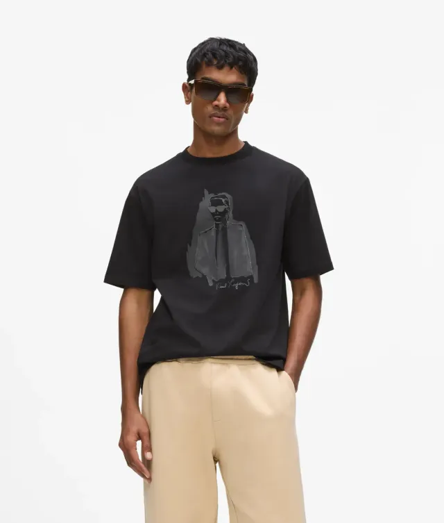 Karl Lagerfeld Tonal Karl Print T-Shirt Herren Oversize Porträt