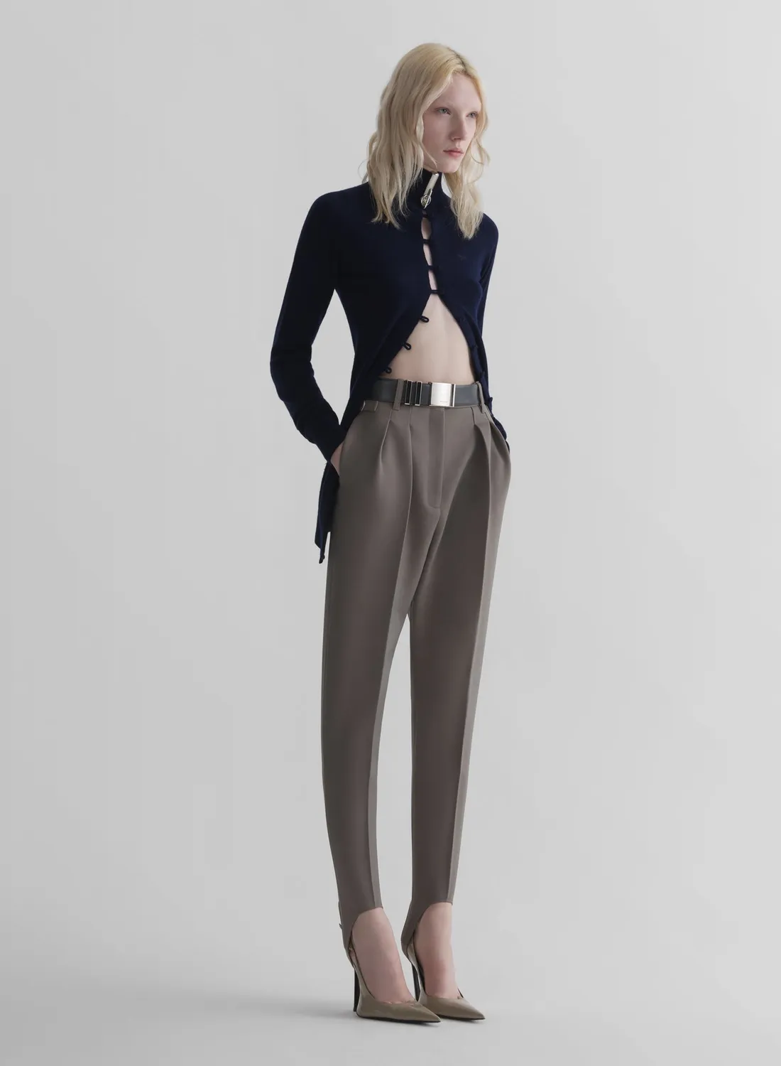 Mugler Open Cardigan Strickjacke navy Cashmere