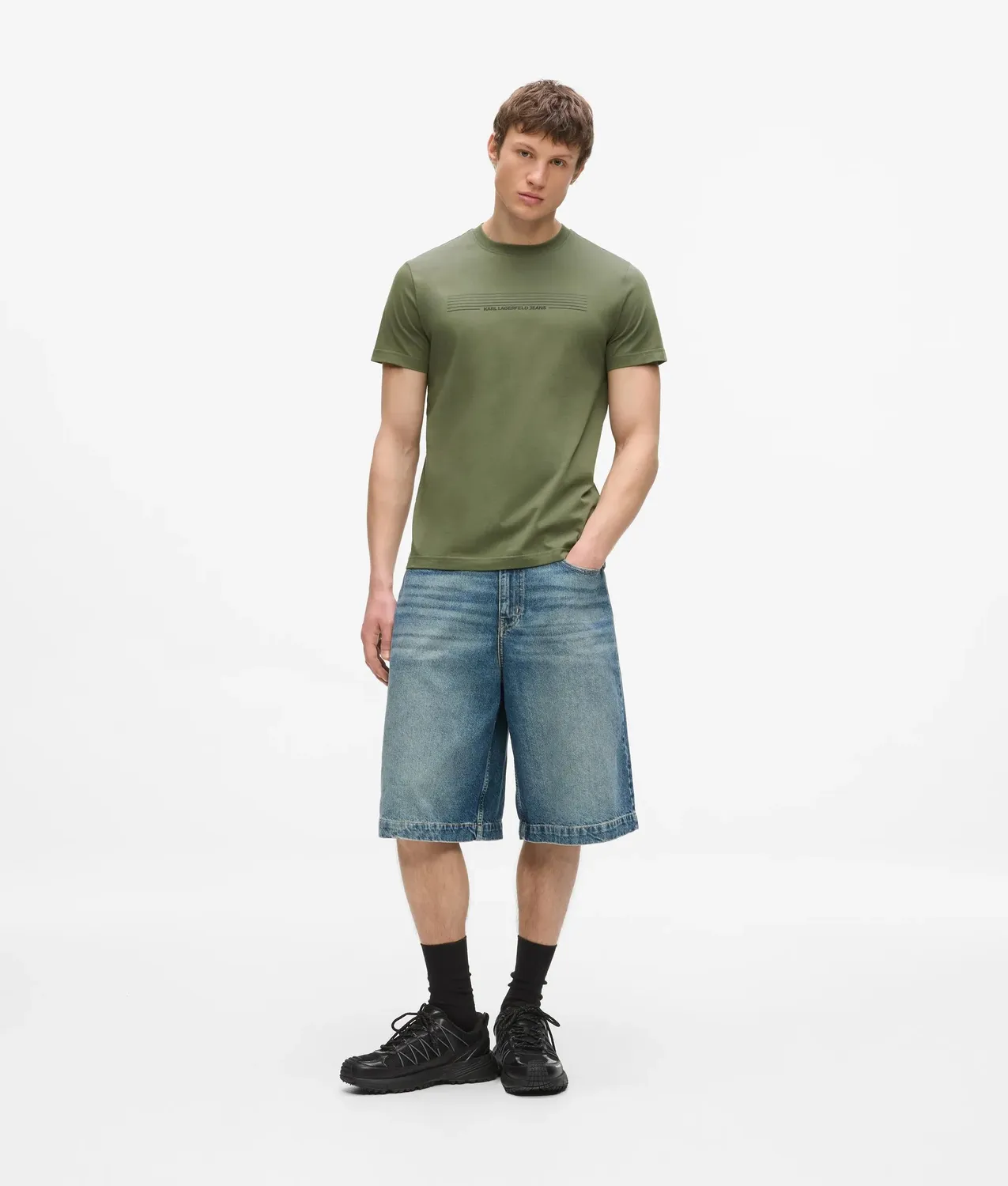Karl Lagerfeld KL Jeans Slim Striped Logo T-Shirt Streifen