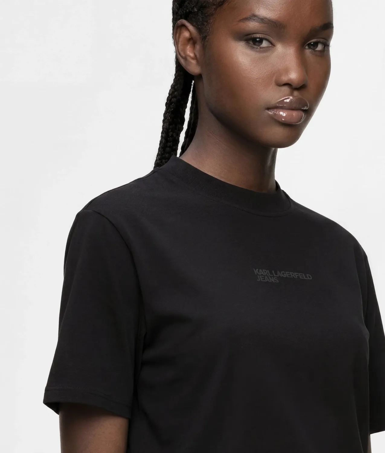 Karl Lagerfeld KL Jeans Open-back T-Shirt Mockneck Logo
