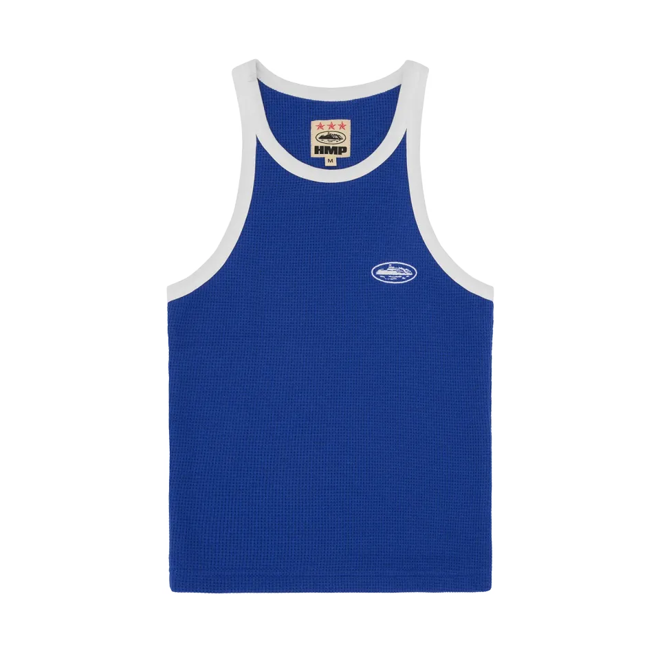 Corteiz Classic Tank Top Top Blau-Weiß Waffel
