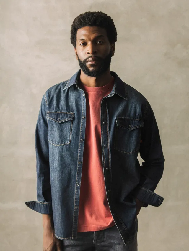 Mos Mosh MMGDavid Snap Denimhemd Dark Blue Denim