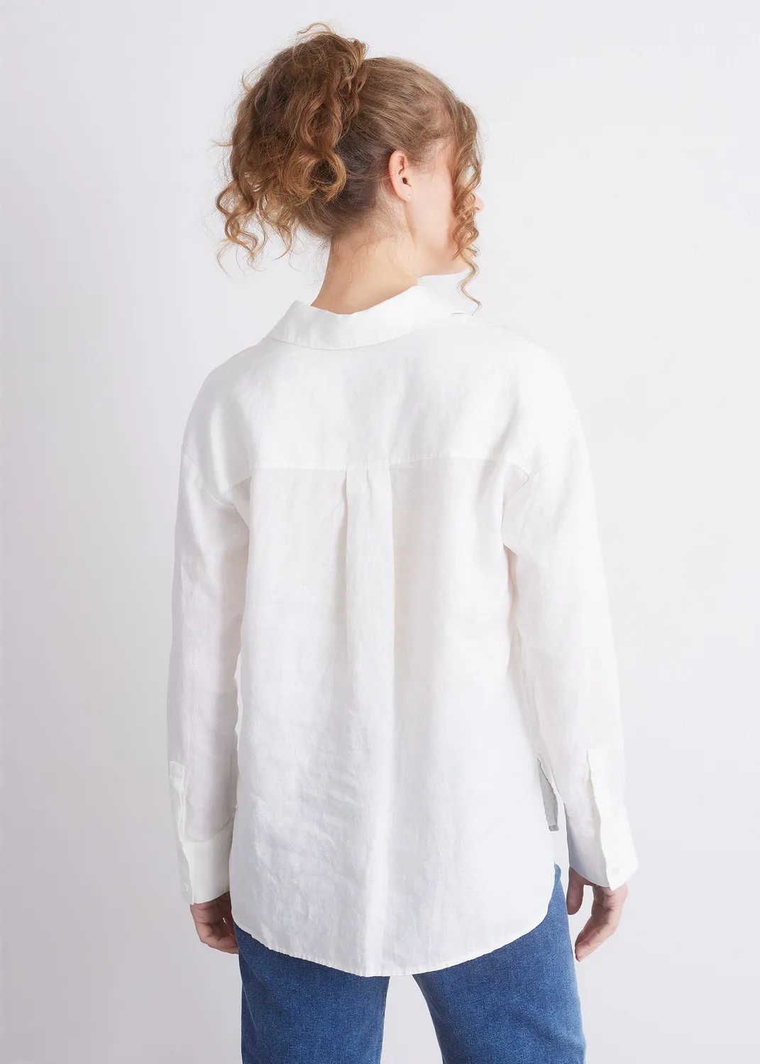 Senatex Leinenbluse Bluse Off-White aus Leinen locker