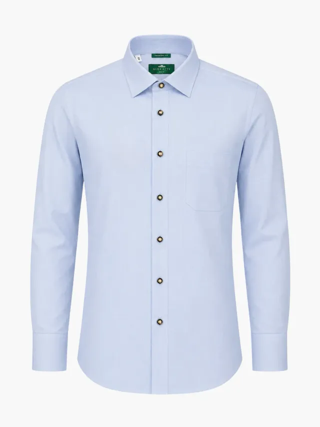Gloriette Trachtenhemd Fein Oxford blau Iron Free