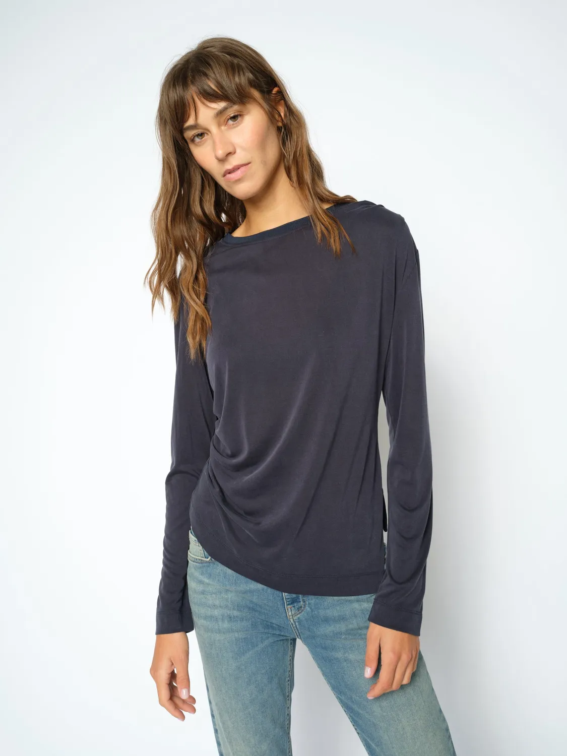 Mos Mosh MMAmi Draped Langarmshirt Delicioso Modal figurbetont