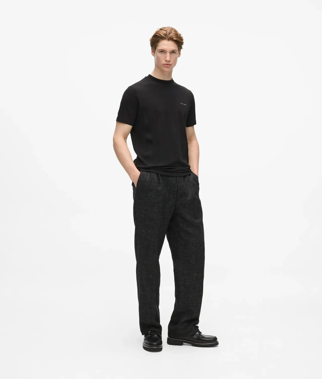 Karl Lagerfeld Metallic Logo T-Shirt Crew-Neck schwarz Herren