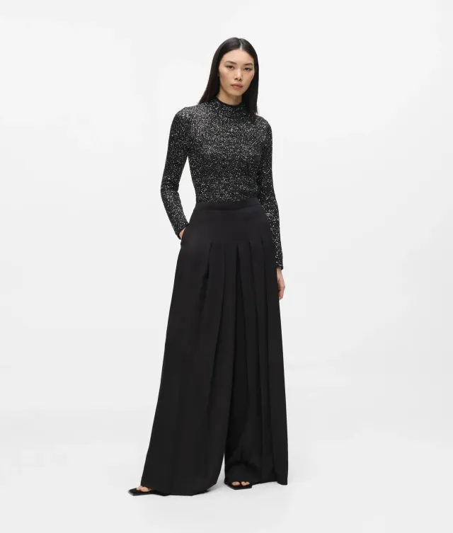 Karl Lagerfeld Pleated Wide-Leg Hose Damen Stickerei