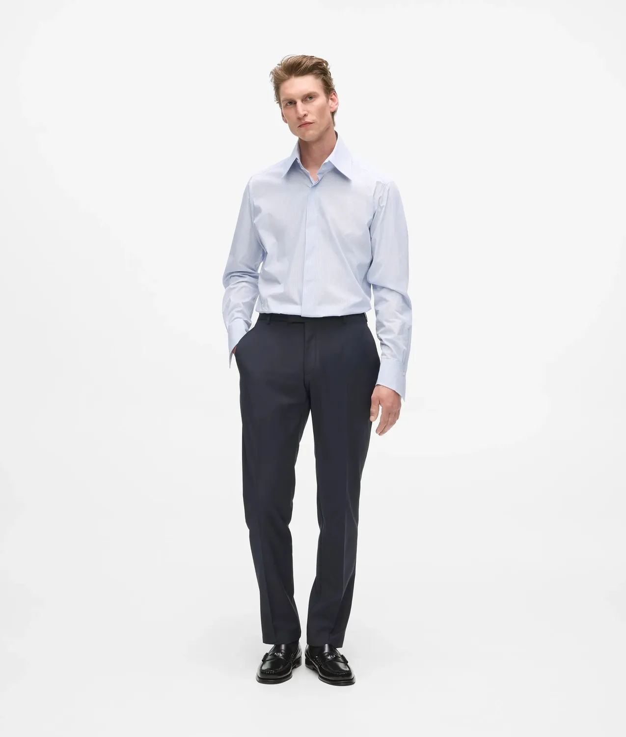 Karl Lagerfeld Modern-Fit Hemd Stehkragen-Hemd Baumwolle weiß