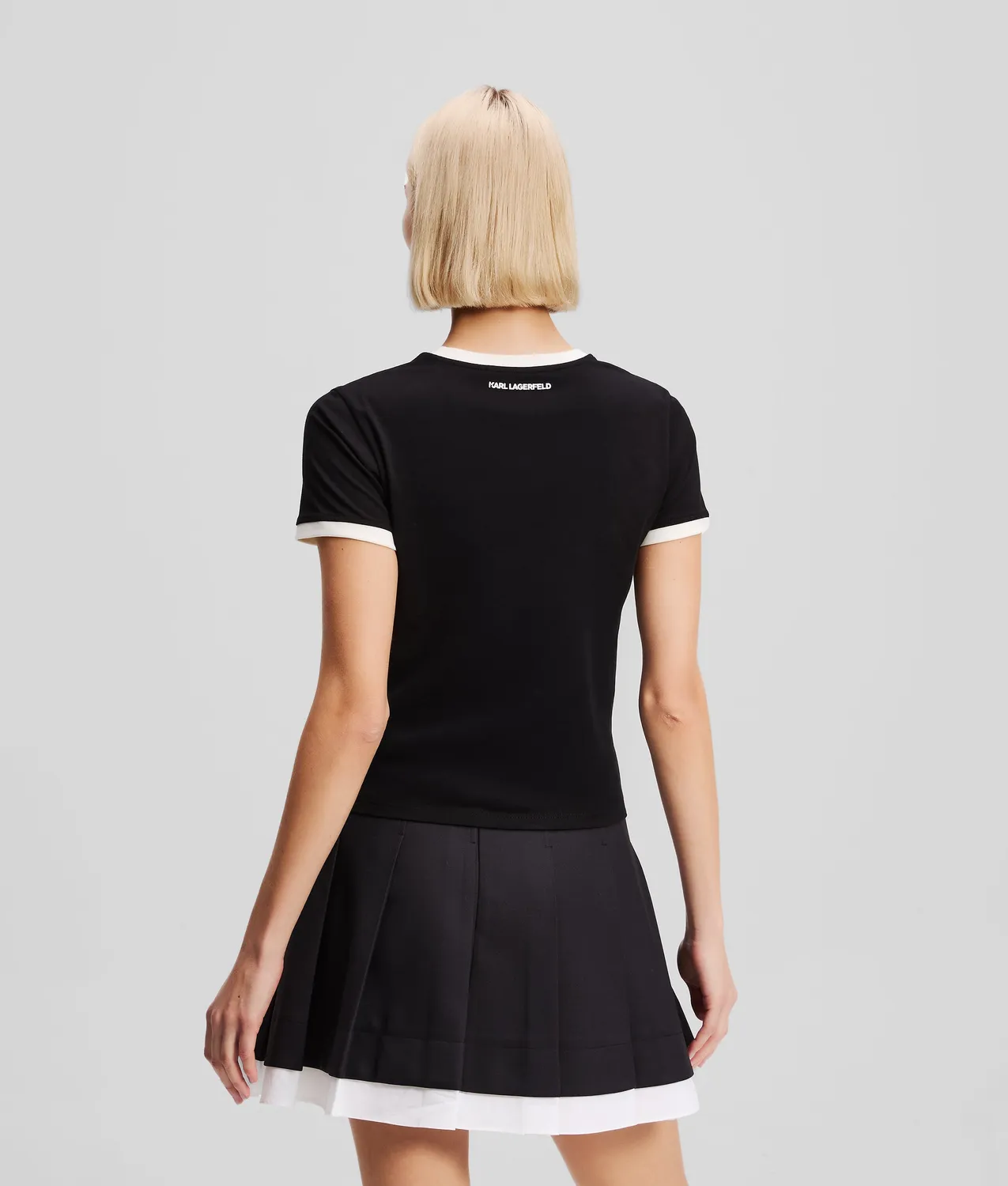 Karl Lagerfeld Ikon T-Shirt Bio-Baumwolle Kontrastpaspel